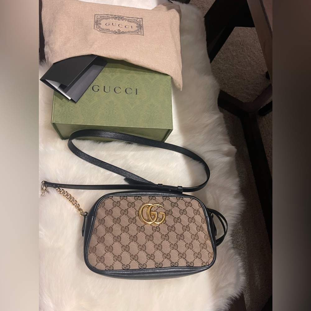 GG Marmont small shoulder bag - original GG canvas / black